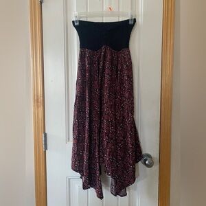 Free People Black and Red Asymmetrical tube midi Dress